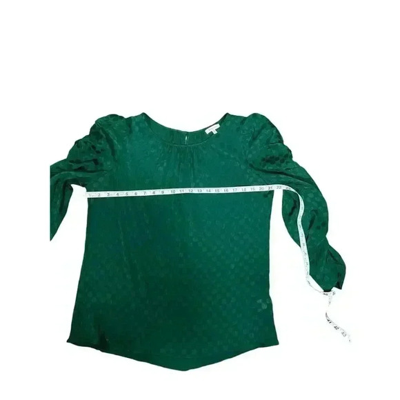 Max Studio Jacquard Shine Polka Dot Puff Sleeve Blouse NWOT Hunter Green Sz M - Picture 5 of 7